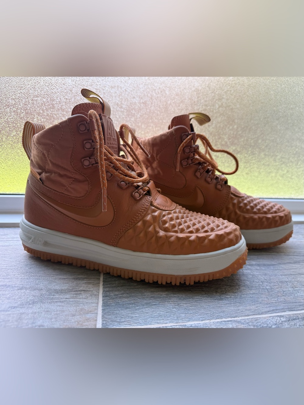 Nike High-Top Sneaker Boots in Burnt Orange with White Midsole